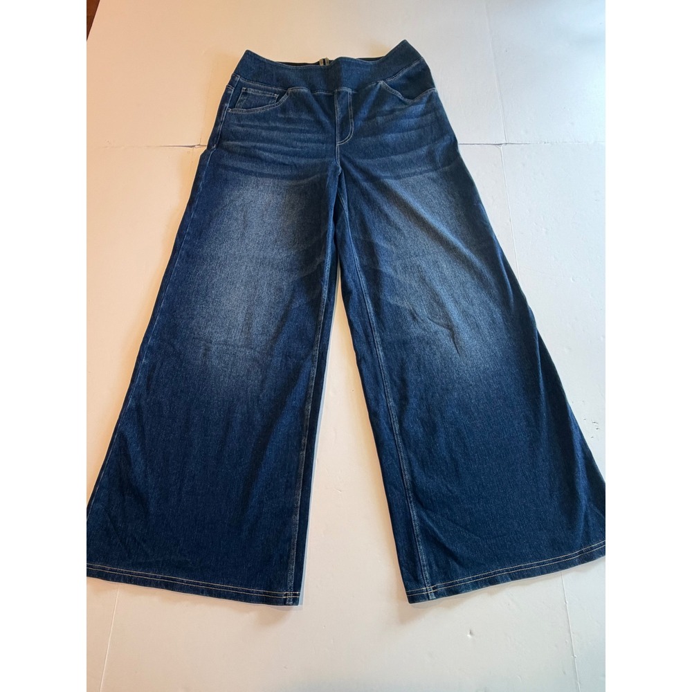 Halara Women Dark Wash Wide Leg Denim Pull On Pants Petite Large